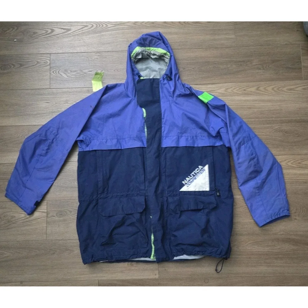 Vintage Nautica Competition XXL Jacket Blue Colorblock 90s Sailing Ski Snow